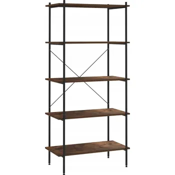 Knihovna Regál s policemi, ocelový a z materiálu na bázi dřeva, černý, 80x40x163 cm