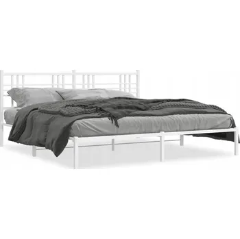 Postel Bílý kovový rám postele 219 x 187 x 90 cm s úložným prostorem