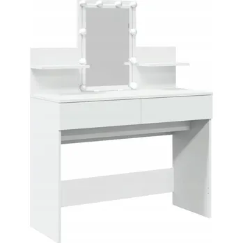 Toaletní stolek Toaletní Stolek se zrcadlem, 2 zásuvkami a 2 policemi, bílý, 100 x 40 x 130 cm