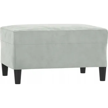 Taburet Podnožka z aksamitu a překližky, světle šedá, 70 x 55 x 41 cm