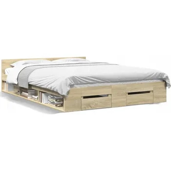 Postel Dvoulůžková postel imitace dřeva G02V 160x200 dub sonoma