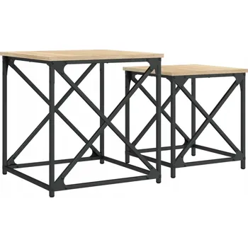 Konferenční stolek Sada 2 zasouvacích konferenčních stolků, dub Sonoma, 50x50x52,5 cm