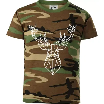 Chlapecké tričko Geometrie - jelen - Dětské maskáčové triko - 134 cm/8 let ( Hnědý maskáč )