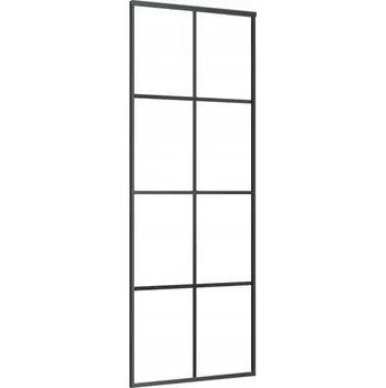 Interiérové dveře Posuvné hliníkové dveře s matným ESG sklem, 76x205 cm, černé