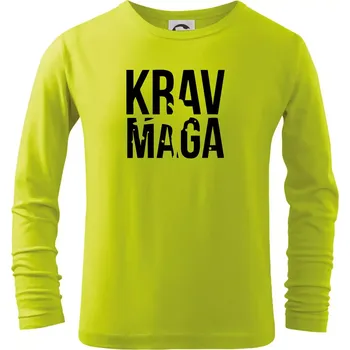 Dětská móda Nápis Krav Maga - Triko dětské Long Sleeve - 158 cm/12 let ( Limetková )
