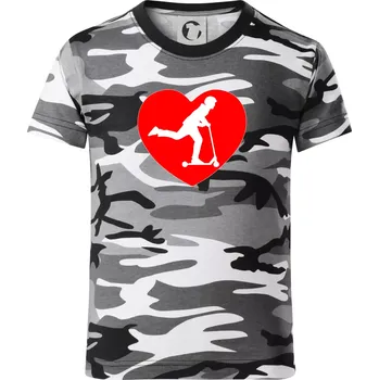 Chlapecké tričko Koloběžka srdce - Dětské maskáčové triko - 104-110cm / 3-4 roky ( Šedý maskáč )