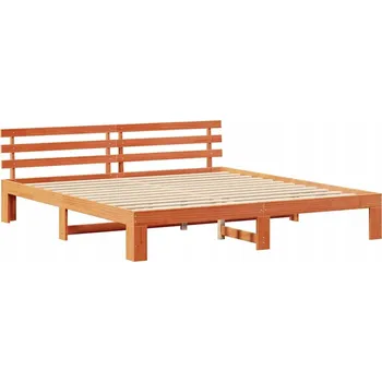 Postel Rám postele z masivního borovicového dřeva 200 x 200 cm, hnědý