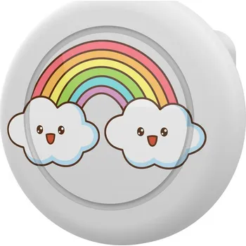 Lokátor Hurtel Pouzdro / připínací odznak AirTag - bílé s duhovým potiskem