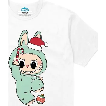 Pánské tričko Pánské tričko Zelený Vánoční Labubu (Velikost: 5XL, Barva: Bílá)