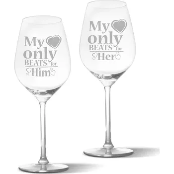 Víno Sablio Skleničky na víno My heart only beats: 2 x 49 cl
