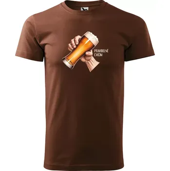 Pánské tričko Sablio Tričko s potiskem pro pivaře Pravidelně cvičím - hnědé S