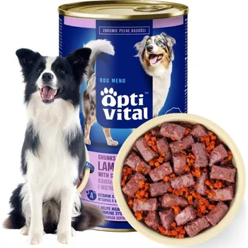 Krmivo pro psa VLHKÉ KRMIVO PRO PSY S JEHNĚČÍMI JÁTRY V OMÁČCE 1250 G OPTIVITAL PLECHOVKA