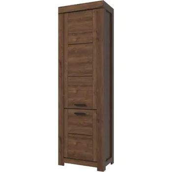 regál Vysoký regál s policemi do obývacího pokoje Brass - Mebelbos Dub Hnědý 64.5x210 cm