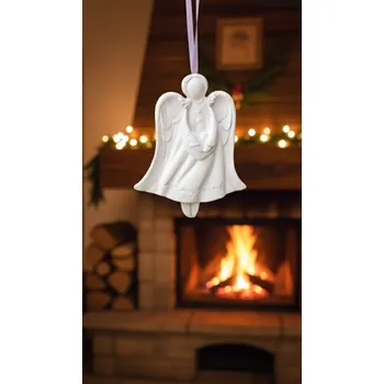 Esme Cosmetics - Anděl strážný z keraflotu, bílý (Velký) | Ručně Odlitá Venkovská Dekorace