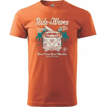 Ride The Waves - Klasické pánské triko vyšší gramáže - M ( Oranžová )