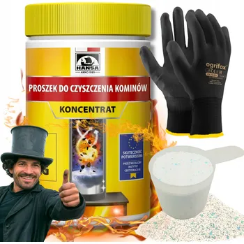 PRÁŠEK ČISTIČ KOMÍNU PRO VYPALOVÁNÍ SAZÍ DEHTU HANSA 1kg SADA