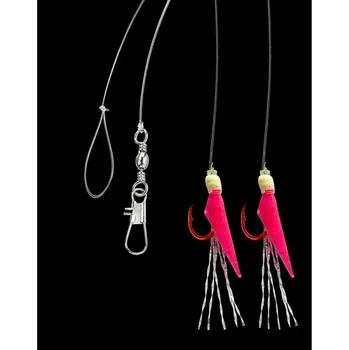 Rybářský háček Aquantic návazec Real Skin Leader Rig 2 háčky velikost 8 délka 150cm pink