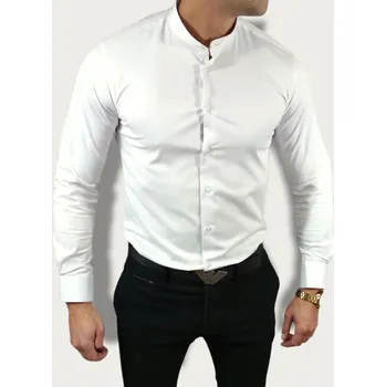 Pánská košile Košile elegantní se stojáčkem slim fit bílá - XL