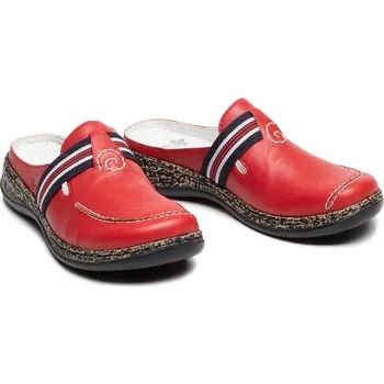 Dámské pantofle RIEKER DÁMSKÉ NAZOUVÁKY NA NAZUTÍ ČERVENÉ S LOGEM VEL. 38 3H1G1*