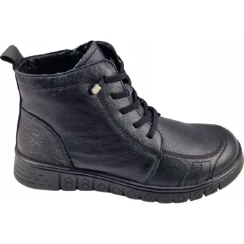 Dámská zimní obuv DÁMSKÉ KOTNÍKOVÉ BOTY CAMBELL 25-15302 ČERNÉ ZATEPLENÉ FLEECEM KOŽENÉ POHODLNÉ