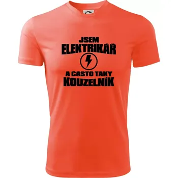 Pánské tričko Elektrikář kouzelník - Pánské triko Fantasy sportovní (dresovina) - XL ( Neonově oranžová )