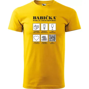 Sablio Tričko s potiskem Babička - Made in Czech Republic - žluté M