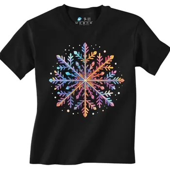 Dívčí tričko Dětské tričko Kouzelná Zimní Vločka (Velikost: 9-11, Barva: Černá)