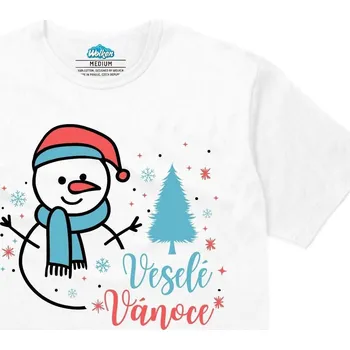 Pánské tričko Pánské tričko Sněhulák v Čepici Veselé Vánoce (Velikost: L, Barva: Bílá)