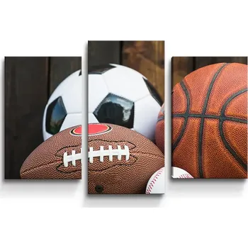 Obraz Sablio Obraz - 3-dílný Sportovní míče - 75x50 cm