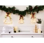 Sada 3 vánočních ozdob bílá jedlové dřevo ve tvaru vánočních stromků s LED světýlky ručně vyrobená tradiční styl Beliani