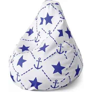 Sedací pytel Sablio Sedací vak Pear Hvězdy a kotvy - 140 x 100 x 25 cm