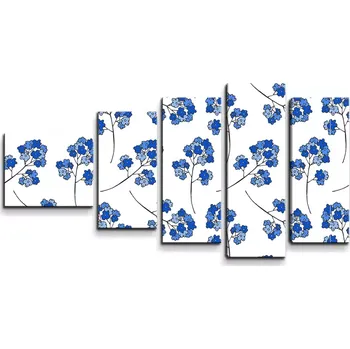 Obraz Sablio Obraz - 5-dílný Modré kvítí - 100x60 cm
