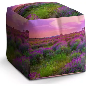 Taburet Sablio Taburet Cube Levandulové pole 2: 40x40x40 cm