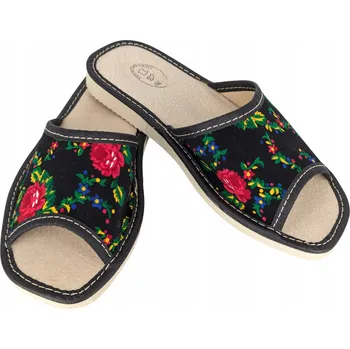 Dámské pantofle Pantofle Dámské horské pantofle, regionální kožené domácí bačkory, velikost 37