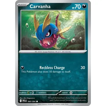Volný čas Pokémon PFL 060/094 Carvanha - Phantasmal Flames Stav: Near Mint, Verze: REVERSE HOLO