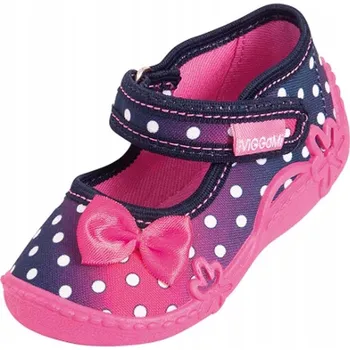 Dívčí obuv Dívčí papuče s puntíky a 3D mašličkou, růžové, Viggami, velikost 21