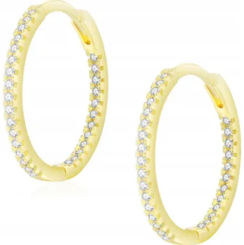 Náušnice Fraise náušnice 1,8 cm kruhy se stříbrnými zirkony S925 pozlacené 14K