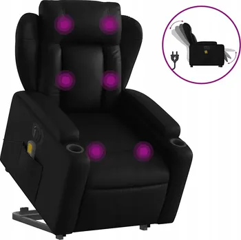 Křeslo Rozkládací Křeslo s Masážní Funkcí a Pomocí při Vstávání, Černé, 77x94,5x100 cm