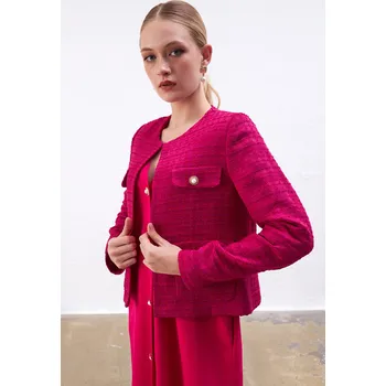 Dámské sako Gusto sako bez límce Tuvit - Fuchsiová Gusto tmavě červená | růžová 2060617