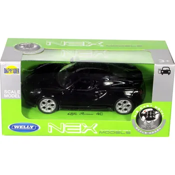 autíčko WELLY ALFA ROMEO 4C ČERNÁ 1:34 NOVÝ KOVOVÝ MODEL