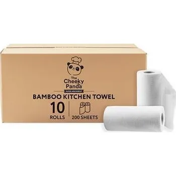 Utěrka Kuchyňské utěrky, bílá, bambusové, 2-vrstvé, 100 útržků, 10 rolí, CHEEKY PANDA PFKITCHRL2X5