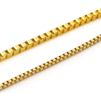 Náhrdelník Řetízek z chirurgické oceli Benátská kostka / Square Box 2-3 mm Zlatý - Průměr ø 2 mm, Délka 45 cm