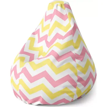 Sedací pytel Sablio Sedací vak Pear Růžové a žluté klikyháky - 70 x 95 x 15 cm
