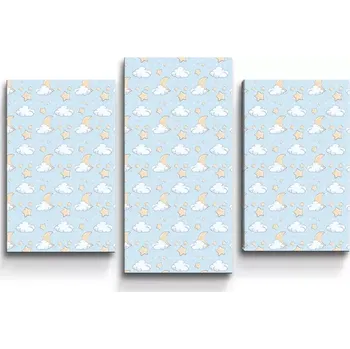 Obraz Sablio Obraz - 3-dílný Měsíčky, hvězdičky a mráčky - 75x50 cm