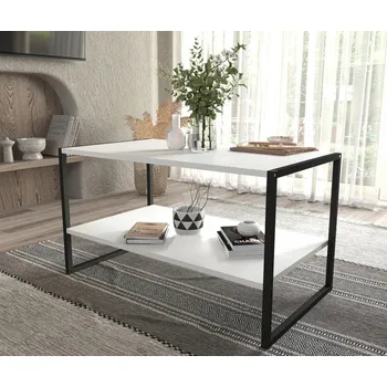 Konferenční stolek Konferenční stolek VerDesign obdélníkový 90 x 50 x 50 cm černý, světlé legno, odstíny hnědé