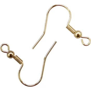 Náušnice Pro Háčkování Afroháček s pružinkou a kuličkou 20 mm, ocel, pozlaceno 2 ks