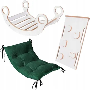 Dětská houpačka Montessori Houpačka set + stěna + skluzavka + Polštář DŘEVĚNÝ CERTIFIKÁT