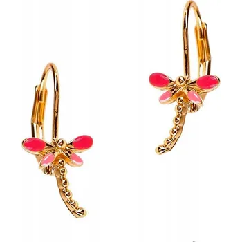 Náušnice Náušnice Colibra s modrými vážkami, pozlacené