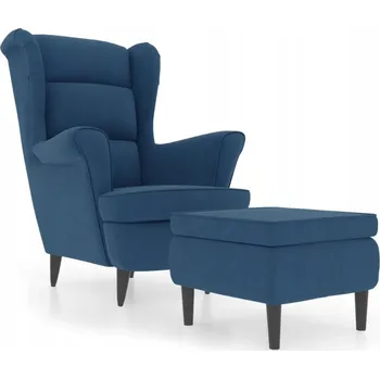 Křeslo Sametové Křeslo s Podnožkou Modré 78x90x96,5 cm