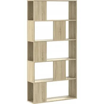 Knihovna Regál/Knihovna s Přihrádkami z Materiálu na Bázi Dřeva, Dub Sonoma, 80,5x23 cm
